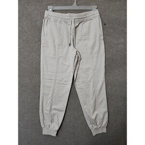 Garnet Hill Jogger Pants Women Small Beige Pull On Chino Drawstring Pima Cotton